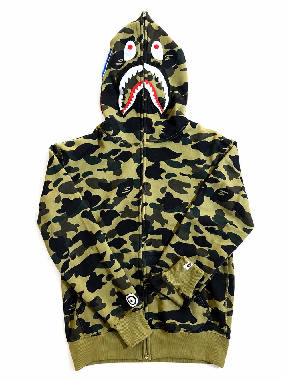 Bape Kids Olive & Black Camo Shark Zip Hoodie